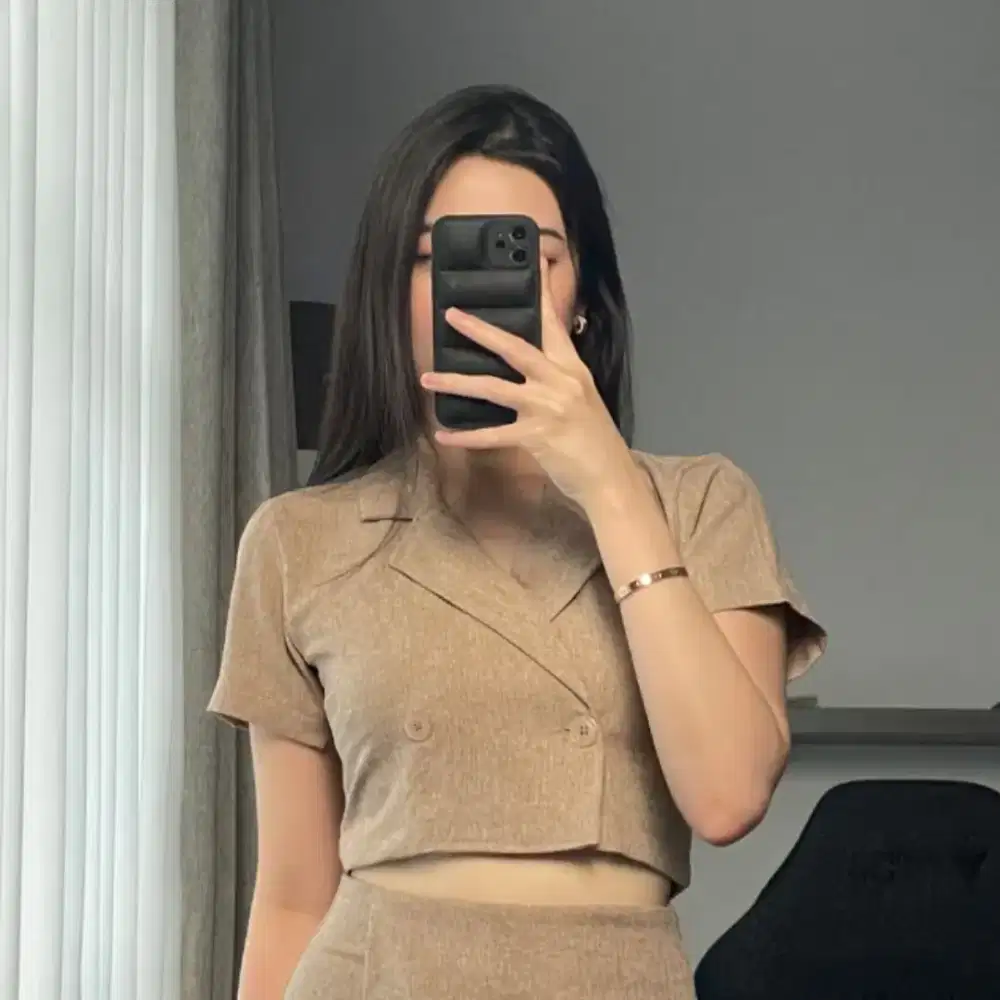 Alyssa Top_Atasan Kemeja Wanita || Crop Top Tweed Murah Premium