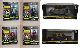 DC Batman Action Figure 4pcs + Batmobile 2pcs