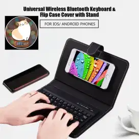 Keyboard Bluetooth dengan leather case untuk HP