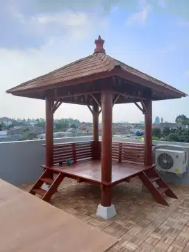 Jual Saung Gazebo Kayu Kelapa dan Bambu