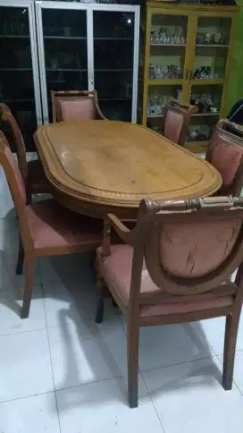 meja makan jati fullset platinum nego cod rungkut ganku ok