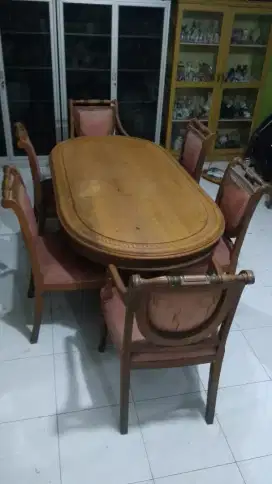 meja jati makan fullset platinum surabaya nego cod rungkut ok
