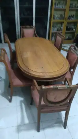 meja makan jati fullset platinum surabaya nego cod rungkut gpl