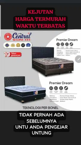 Speingbed central premier dream 180x200 set dipan sandaran