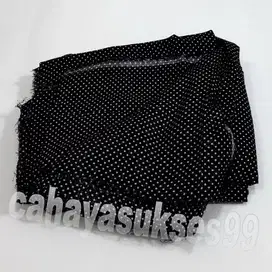 Bahan Kain Polyester Hitam Polkadot Kain Perca Souvenir Craft Kerudung