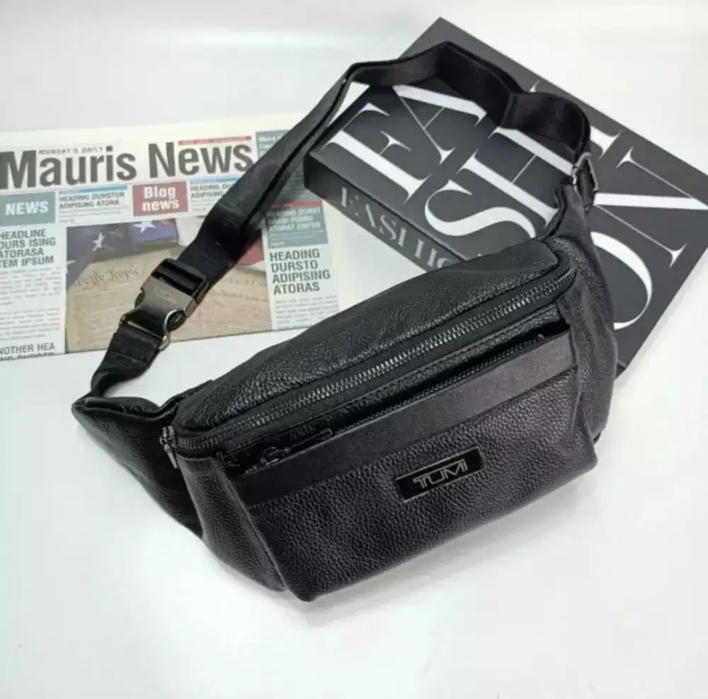 TAS TUMI MEN LEATHER BLACK SLINGBAG WAISTBAG MEN ORIGINAL