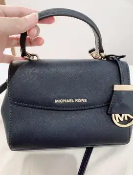 Michael Kors Blue Sling Bag Ava Saffiano Leather Small Satchel