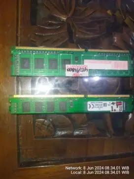 Ram PC 2x 4Gb ddr3 12800 total 8Gb siap pakai