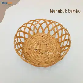 Mangkuk bambu bulat tempat snack multifungsi