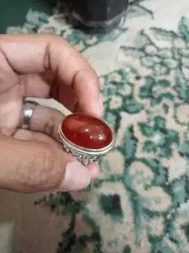 Batu akik darah ring alpaka