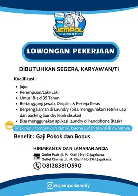 LOWONGAN PEGAWAI LAUNDRY