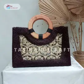 Tas Anyaman Pandan Handle Kayu | Tas Hampers Custom Murah