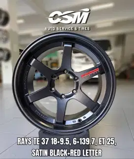 Rays TE37 Ultra R18. Black with Red Letter. For Fortuner,Pajero, MU-X