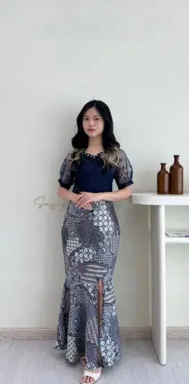 Dress Batik Kebaya Navy (PREMIUM)