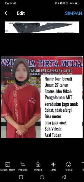 Pembantu dan Sitter baby