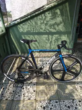 BU SEPEDA FIXIE FULL BIKE TSUNAMI SNM300 BLUE ORIGINAL