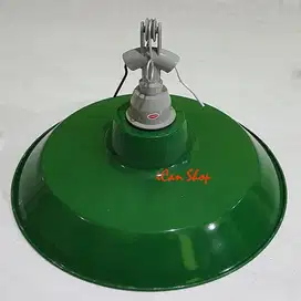 Kap Lampu Jalan Gantung HIJAU E27 SET + Fitting / Fiting Keramik Besi