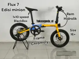 Pacific flux 7.0 edisi minion,rem hidrolik,1x10 speed,chromoly