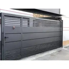 pagar rumah miniumalis GRC varian warna hitam geser