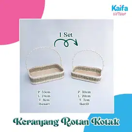 Keranjang Rotan Parcel/Hampers Model Kotak Lilit Set (Isi 2)