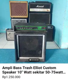 Ampli Bass Trash Elliot Custom Speaker 10 75watt