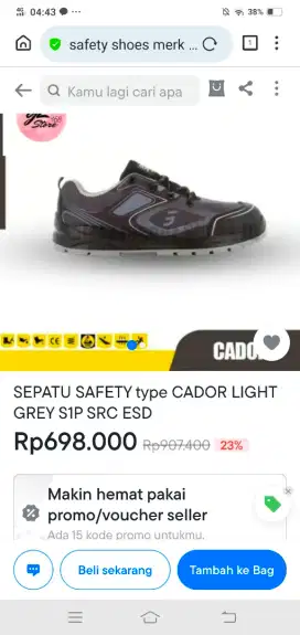 Sepatu safety Cador light merk E