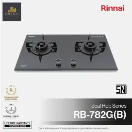 Kompor Tanam Rinnai RB782G(B) Burner Kuningan Gas Stove 2 Tungku Kaca