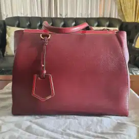 Jual Tas Fendi Burgundy Vitello Leather Asli Original (Second)