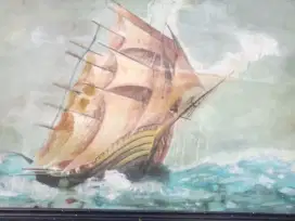 Vintage oil on canvas sail