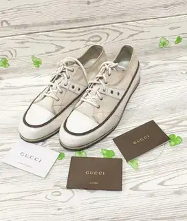 Sepatu gucci aut leather mix kanvas