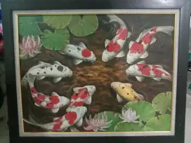 Lukisan tangan gambar  ikan uk 105x85 cm