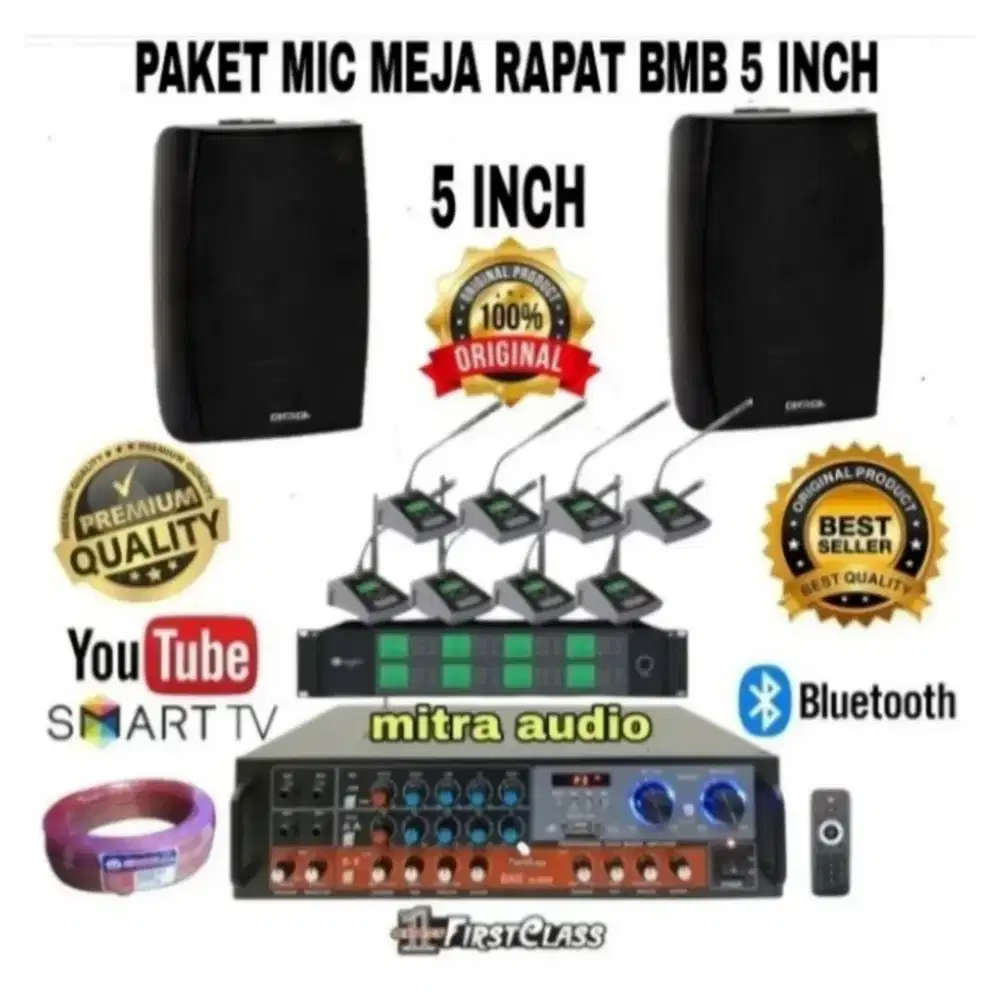 Paket mic meja rapat speaker 5 inch BMB ampli Firsrclass fc a5300