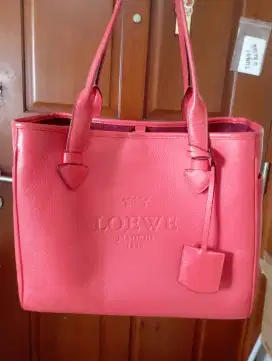 Loewe Coral Orange Leather Heritage Tote