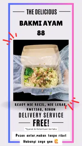 PRE-ORDER H-1. BAKMI AYAM HALAL, HYGIENIS, RASA MANTAP.
PESAN ANTAR