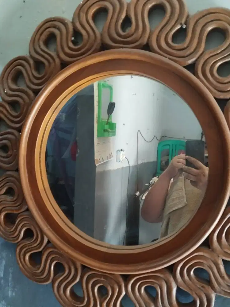 Cermin ukir jati asli
