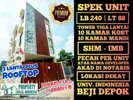 Jual Rumah Kost 10 KT 10 KM Full Furnish SHM IMB Dekat Kampus UI Depok