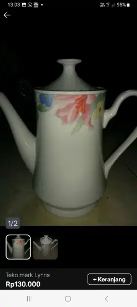 Teko putih bunga lyns