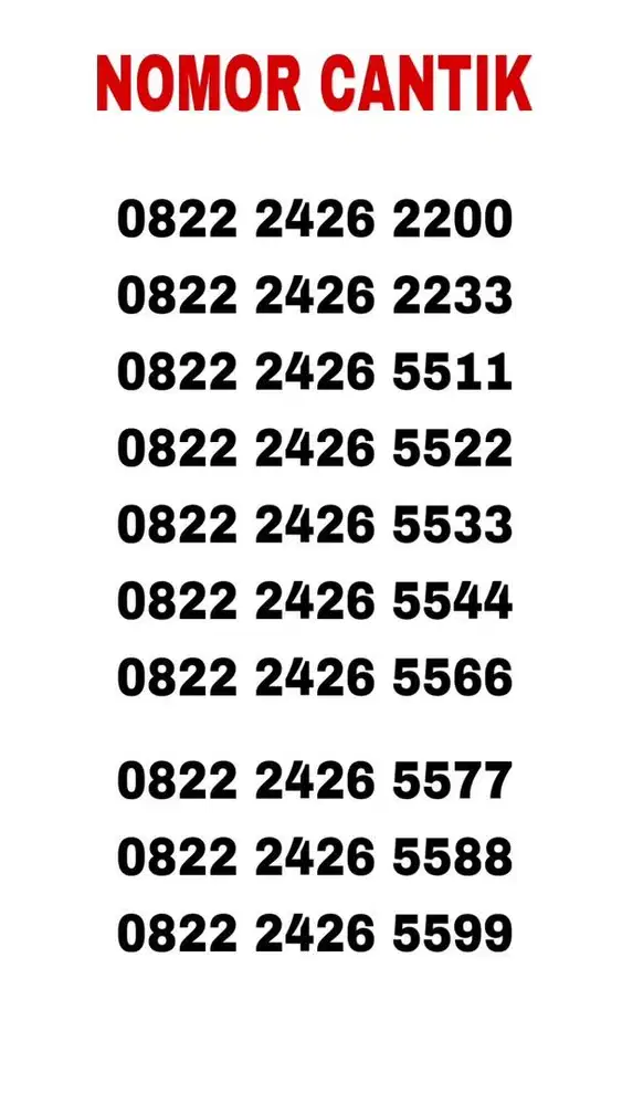 Nomor cantik kartu perdana simpati as telkomsel 4g (200rb-350rb)