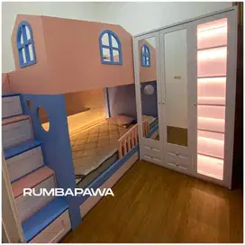 Kamar Set Anak - Ranjang Tingkat Anak HPL Custom
