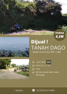 dijual kavling tanah cocok untuk cafe lokasi premium dago bandung