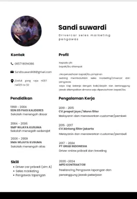 Cari pekerjaan supir pribadi /freelance