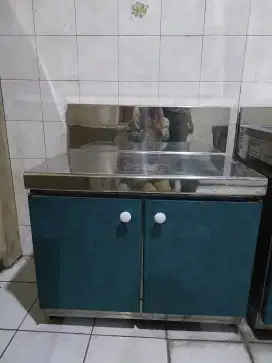 Kitchen Set Stainless Lemari Dapur 2 Pintu Bawah Meja Kompor Rak