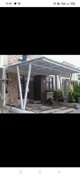 Kanopi minimalis holo galvanis atap spandek,