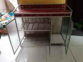 Rak Kompor Rak Piring 3 Pintu Aluminium Kaca