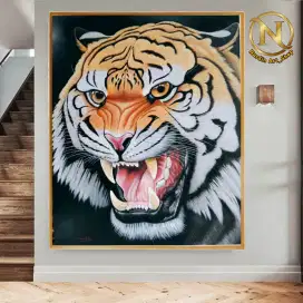 Lukisan kanvas Kepala Harimau size 100x120 cm