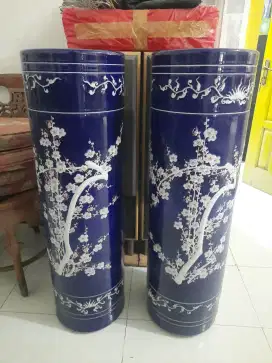 Guci Antik Biru 1 Set Dekorasi Rumah