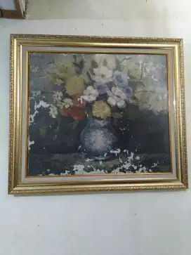 Lukisan kanvas bunga