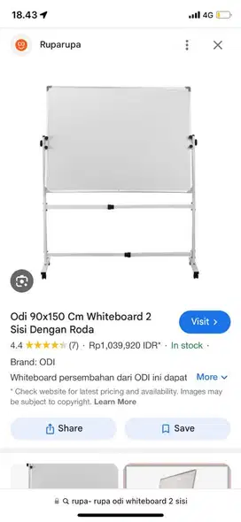 Di jual Whiteboard 2 sisi dengan roda baru