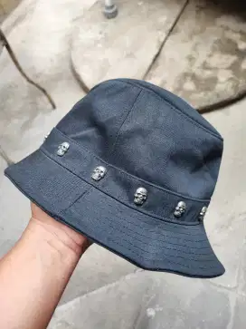 Topi Fedora Impor Hiasan Ornamen Tengkorak