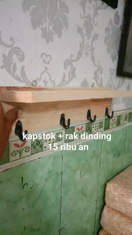 Kapstok + rak dinding bahan kayu jati Belanda